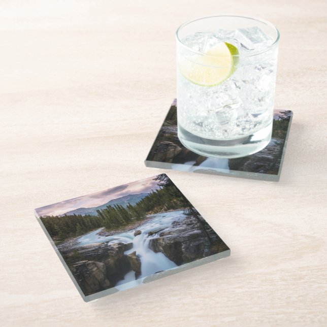 Waterfalls | Jasper National Park, Canada Glass Coaster (Angled)