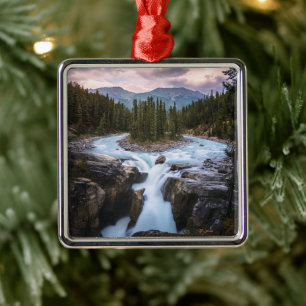 Waterfalls   Jasper National Park, Canada Metal Tree Decoration