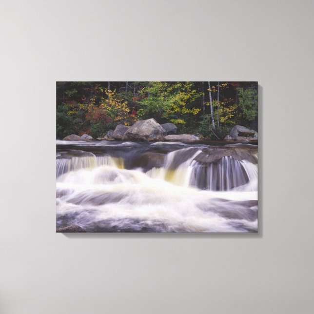 Waterfalls, Kancamagus Highway, White Canvas Print (Front)