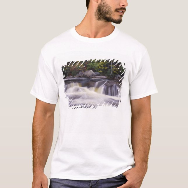 Waterfalls, Kancamagus Highway, White T-Shirt (Front)