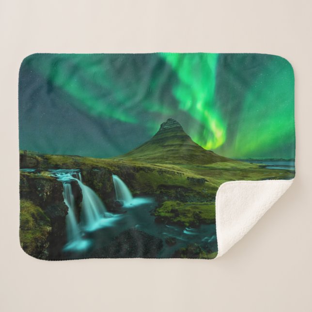Waterfalls | Kirkjufellfoss Waterfall, Iceland Sherpa Blanket (Front (Horizontal))