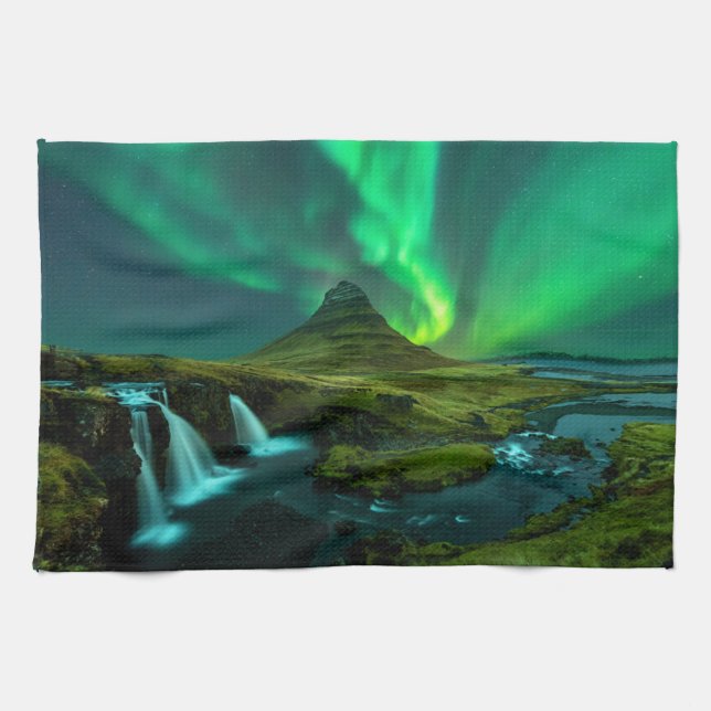 Waterfalls | Kirkjufellfoss Waterfall, Iceland Tea Towel (Horizontal)