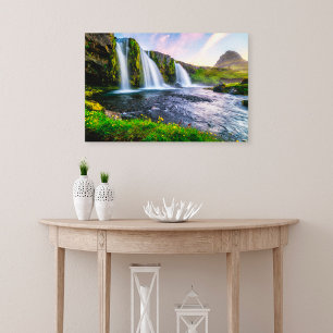 Waterfalls   Kirkjufellsfoss, Iceland Canvas Print