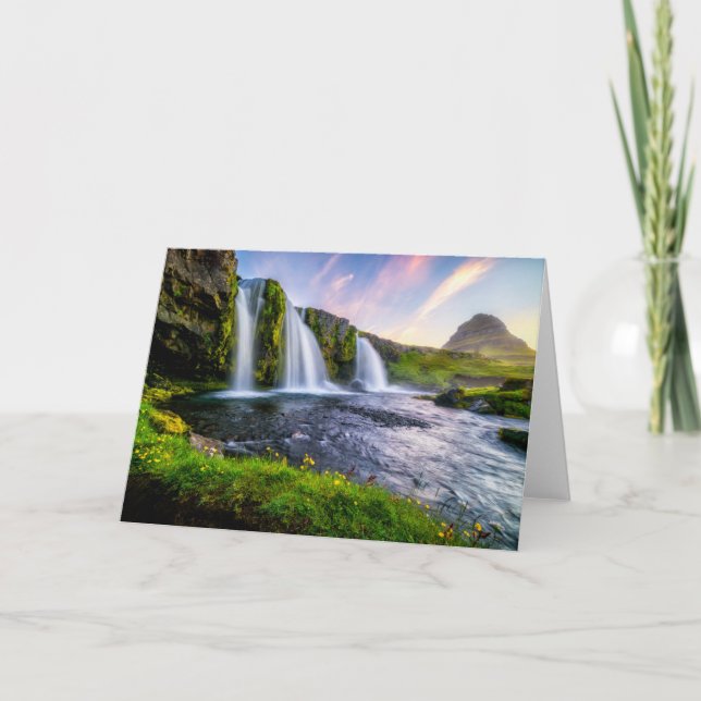 Waterfalls | Kirkjufellsfoss, Iceland Card (Front)