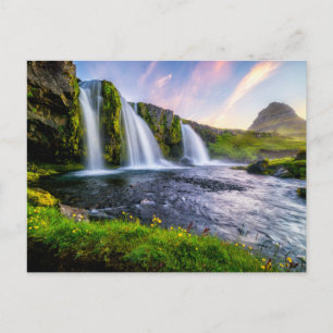 Waterfalls   Kirkjufellsfoss, Iceland Postcard