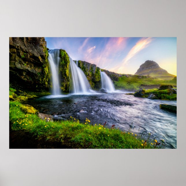 Waterfalls | Kirkjufellsfoss, Iceland Poster (Front)