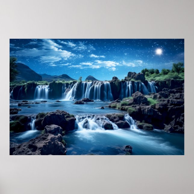Waterfalls Landscape Meditation Serene  Poster (Front)
