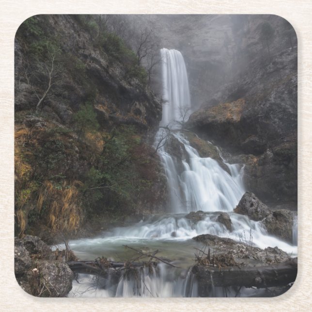 Waterfalls | Los Chorros Waterfall Square Paper Coaster (Front)