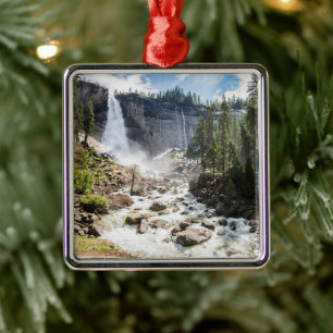 Waterfalls Nevada Fall, Yosemite, CA Metal Tree Decoration