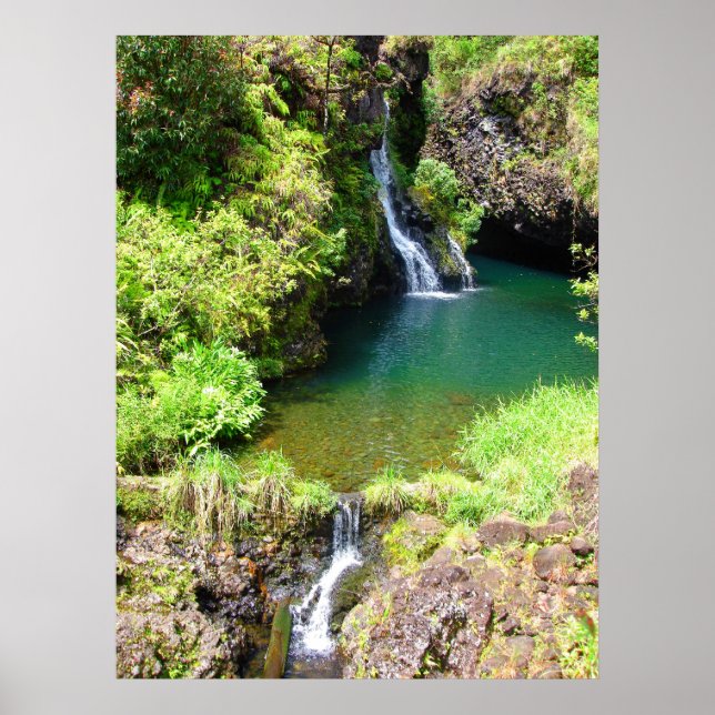 Waterfalls on the Road to Hana, Maui, Hawaii Poster (Front)