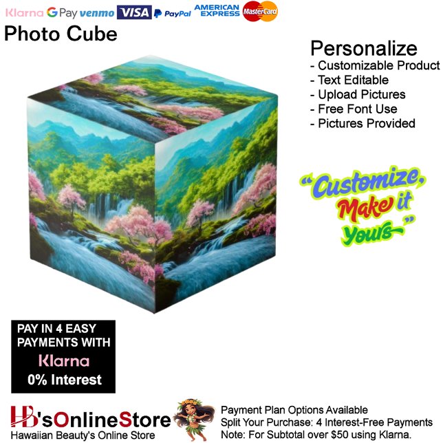 Waterfalls Photo Cube (Waterfalls Colorful Mountains Nature Photo Cube.)