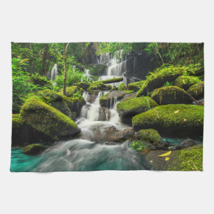 Waterfalls   Phu Tub Berk Mountain, Thailand Tea Towel