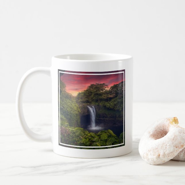 Waterfalls | Rainbow Falls, Hilo, Hawaii Coffee Mug (With Donut)