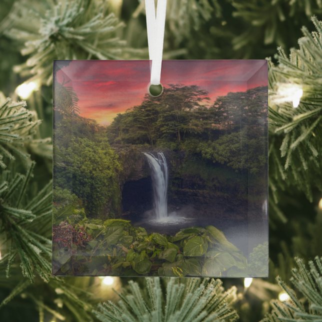 Waterfalls | Rainbow Falls, Hilo, Hawaii Glass Tree Decoration (Insitu)