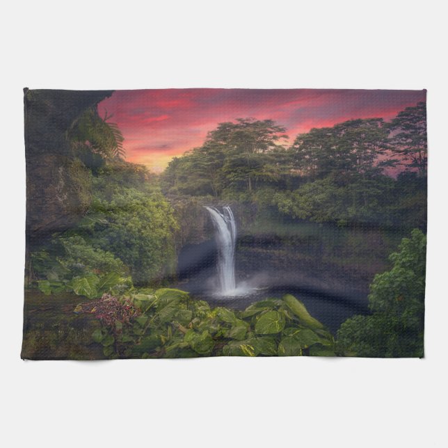 Waterfalls | Rainbow Falls, Hilo, Hawaii Tea Towel (Horizontal)