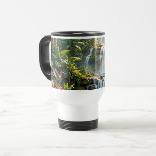Waterfalls Rainbow Hummingbirds Tropical Hideaway Travel Mug