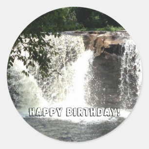 Waterfalls River Trees Happy Birthday Stickers