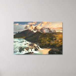 Waterfalls Salto Grade Waterfall Patagonia Chile Canvas Print