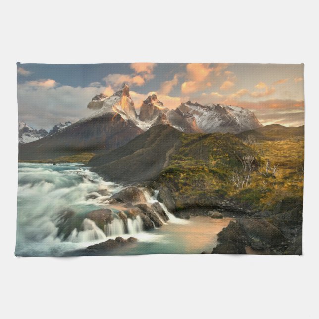 Waterfalls | Salto Grade Waterfall Patagonia Chile Tea Towel (Horizontal)