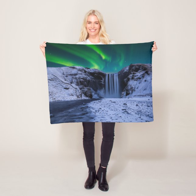 Waterfalls | Skógafoss Waterfall Fleece Blanket (In Situ)