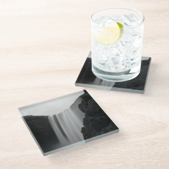 Waterfalls | Skogafoss Waterfall, Iceland Glass Coaster (Angled)