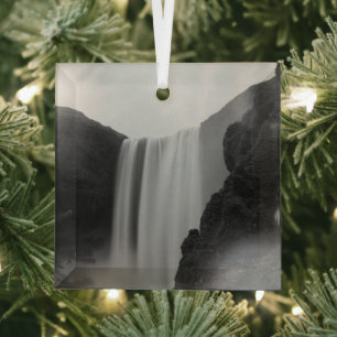 Waterfalls Skogafoss Waterfall, Iceland Glass Tree Decoration