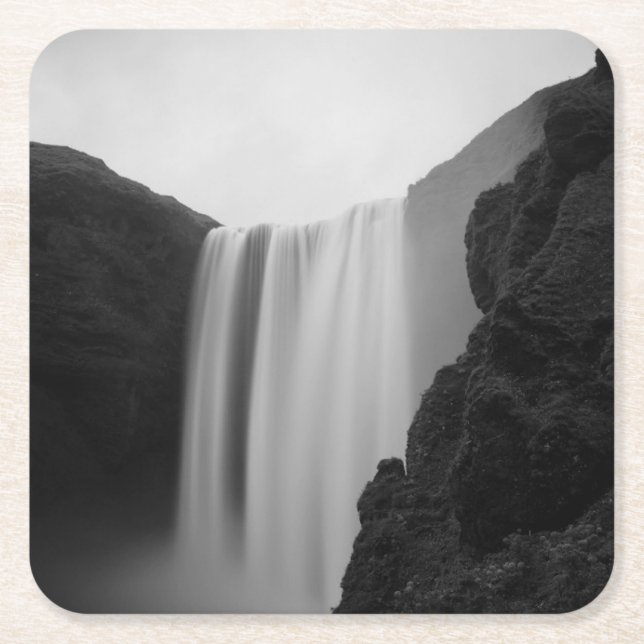 Waterfalls | Skogafoss Waterfall, Iceland Square Paper Coaster (Front)