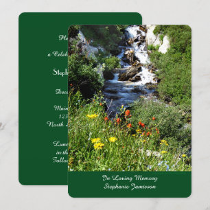 Waterfalls Wildflowers Memorial Service Invitation