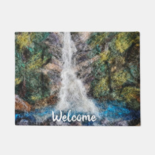 Waterfalls Wool Needle Felting Art Print Doormat