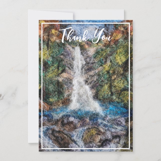 Waterfalls Wool Needle Felting Art Print Nature Thank You Card (Front)