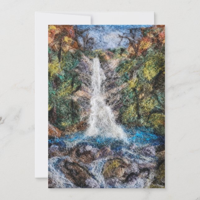Waterfalls Wool Needle Felting Art Print Thank You Card (Front)