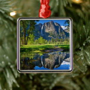 Waterfalls   Yosemite Falls, California Metal Tree Decoration