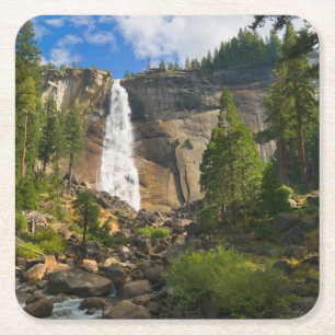Waterfalls Yosemite National Park Square Paper Coaster