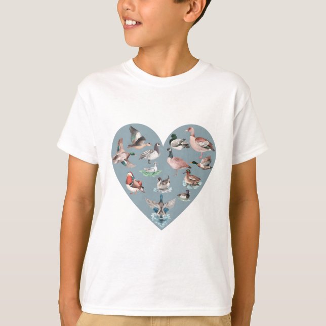 waterfowl blue heart duck lover T-Shirt (Front)