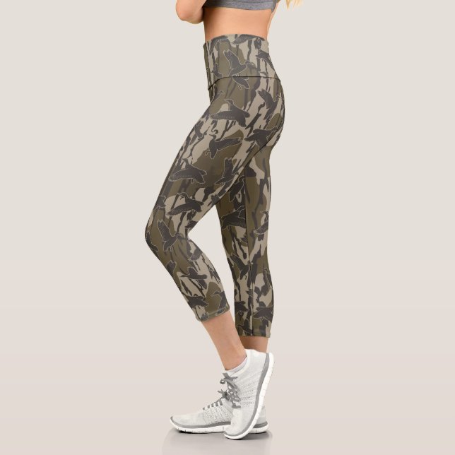 Waterfowl Hunting Camo Duck Hunters  Capri Leggings (Left)