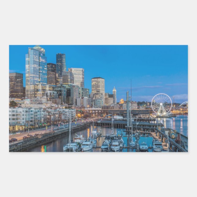 Waterfront and Downtown Rectangular Sticker (Front)