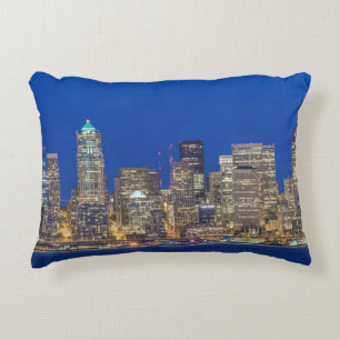 Waterfront and Downtown Skyline at Twilight Decorative Cushion