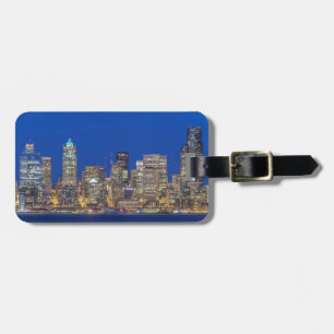 Waterfront and Downtown Skyline at Twilight Luggage Tag