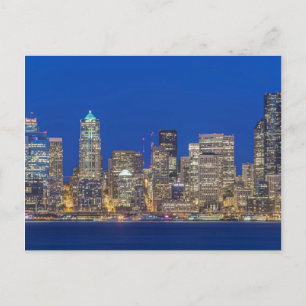 Waterfront and Downtown Skyline at Twilight Postcard