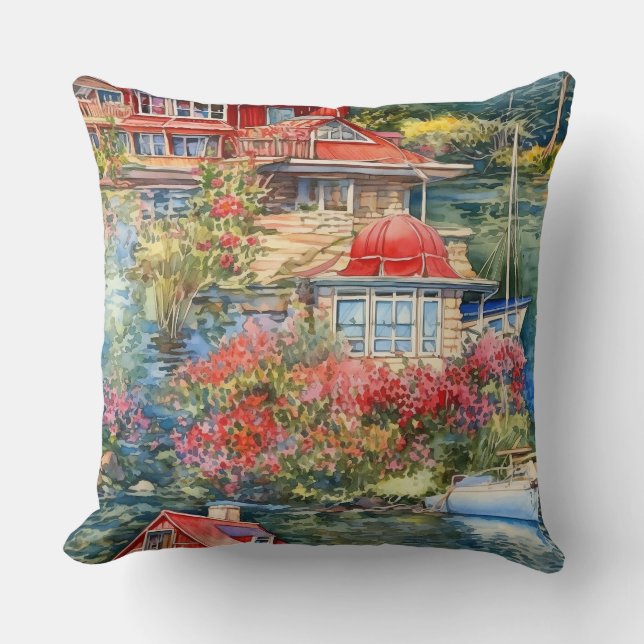 Waterfront Home with Sailboat Cushion (Front)