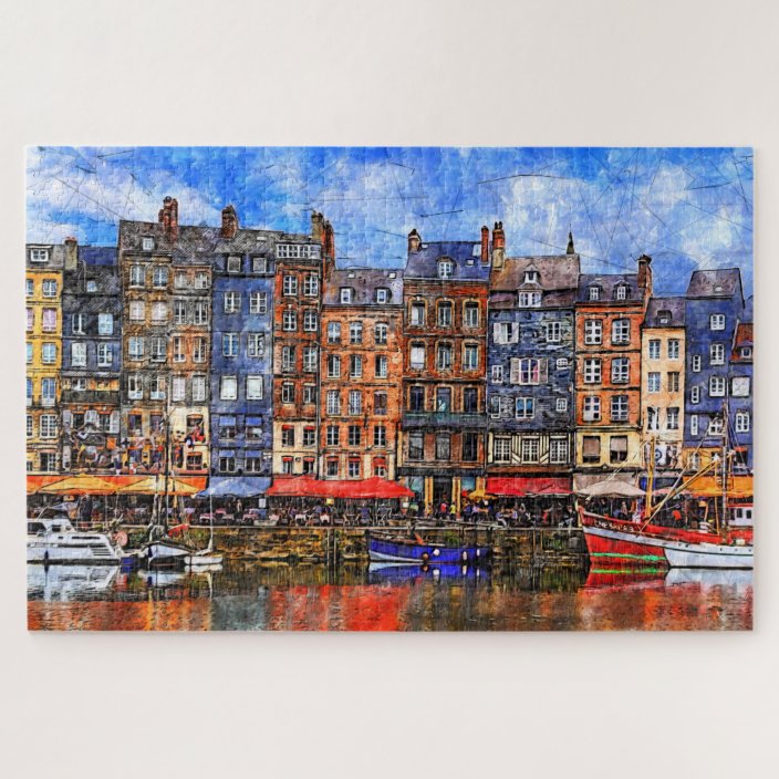 Lais 1000 Teile Puzzle „Honfleur Normandie“ – Landschafts-Motiv, Stabil Verpackt