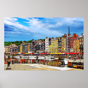 Waterfront of Honfleur harbour in Normandy, France Poster