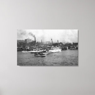 Waterfront Scene with Ships of Seattle Canvas Print