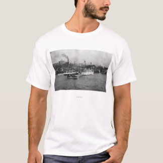 Waterfront Scene with Ships of Seattle T-Shirt