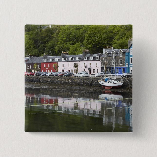 Waterfront, Tobermory, Isle of Mull, Scotland, 2 15 Cm Square Badge (Front)