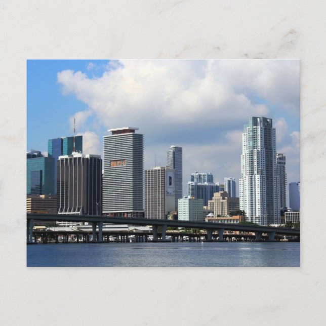 Waterfront view of Miami Postcard (Front)