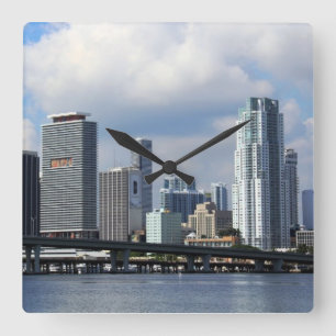 Waterfront view of Miami Square Wall Clock