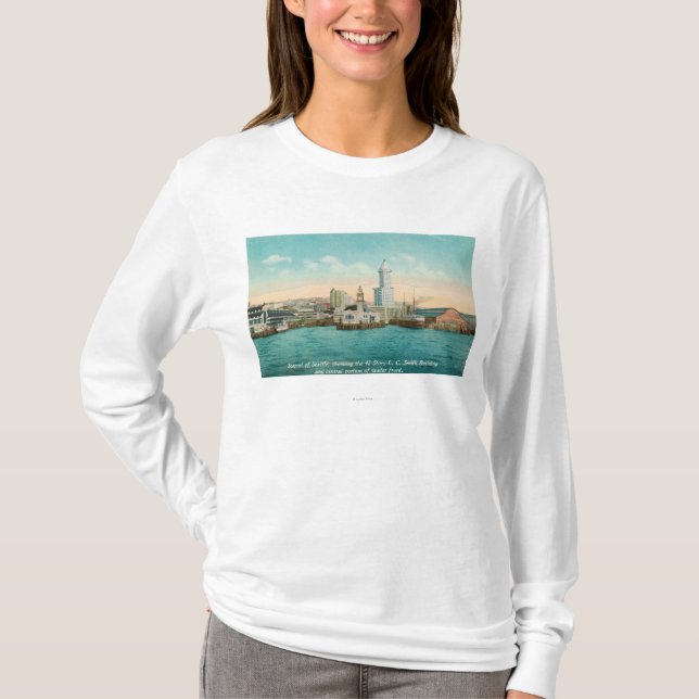 Waterfront View of Port and Smith Tower T-Shirt (Front)