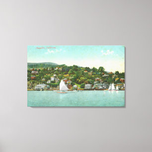 Waterfront View of the City, Sail Boats Canvas Print