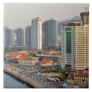 Waterfront with Yantai city skyline, Shandong Tile